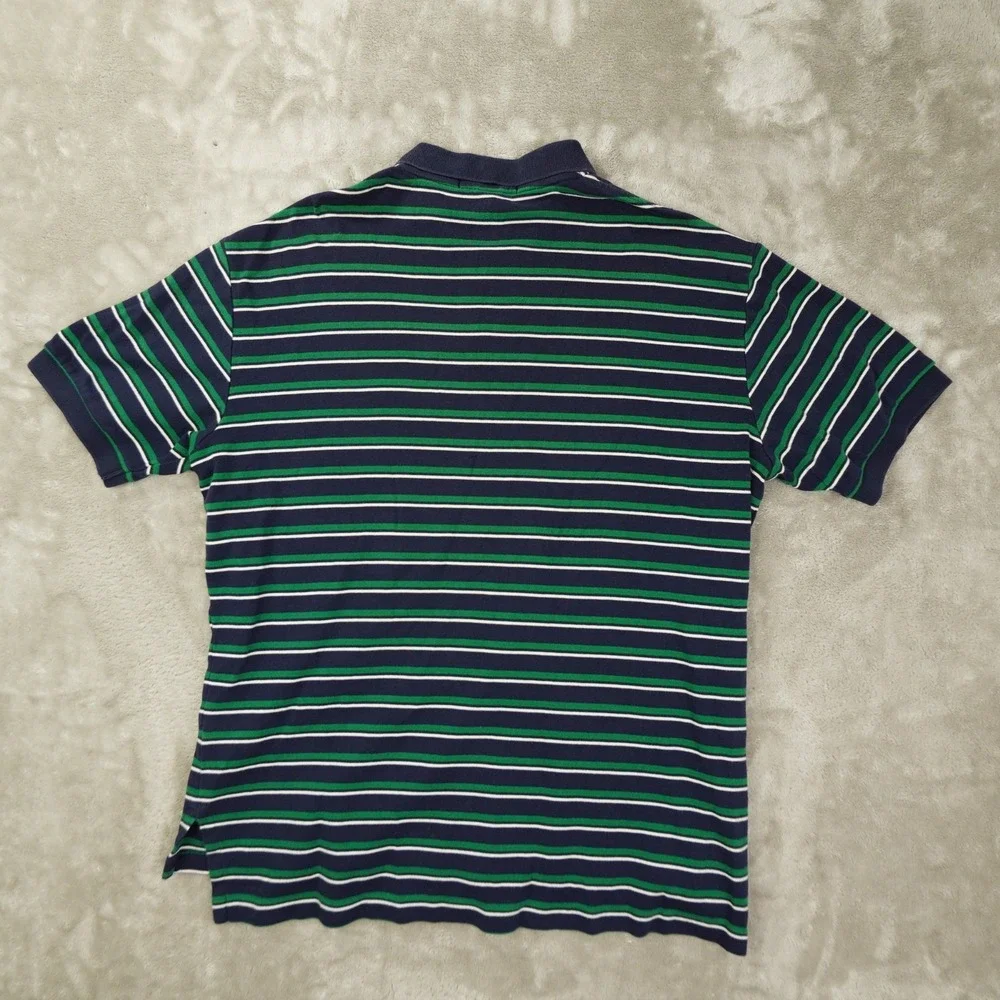 Polo Ralph Lauren Polo Shirt Men's' Large Blue Green Stripe Preppy 90s